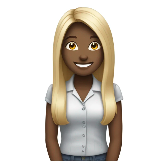 girl working happy straight hair sticker