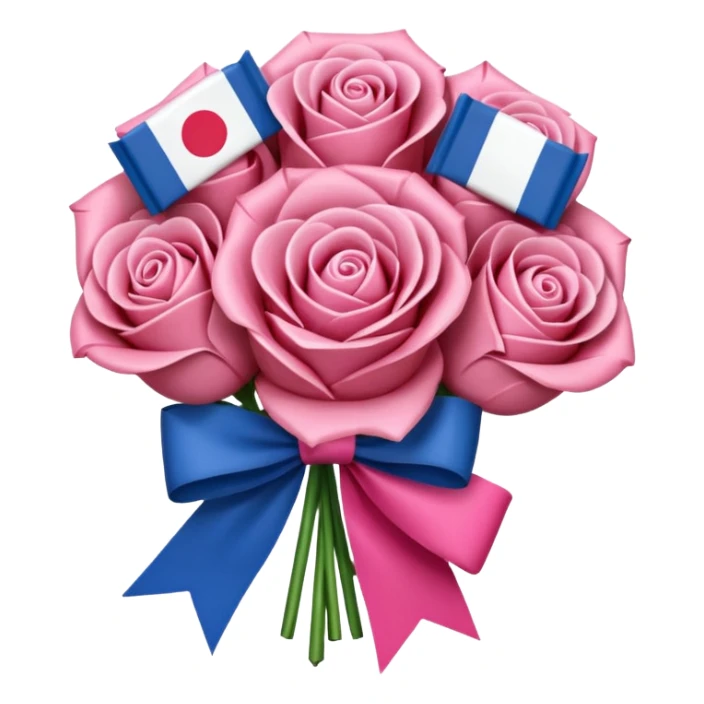 SPAM MEAT rose bouquet wrapped in french flag bow sticker