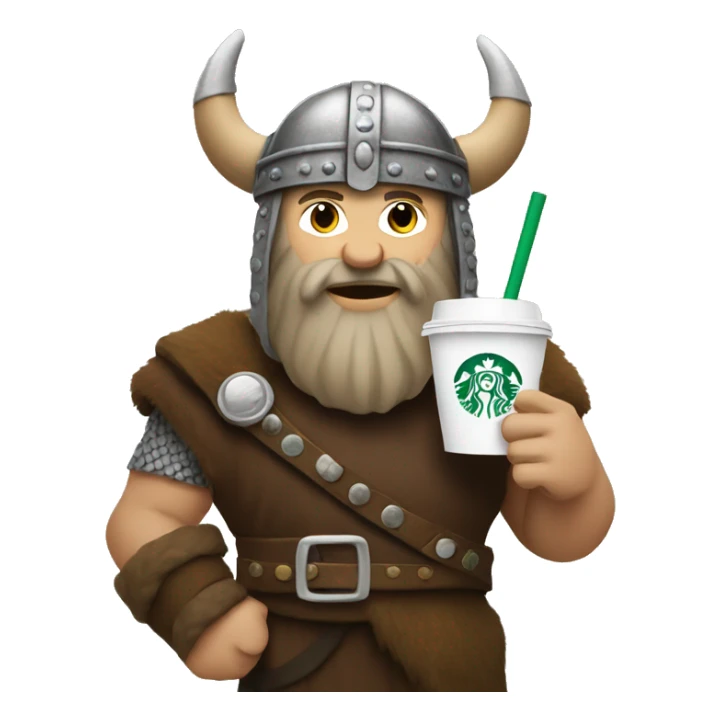 Viking holding a Starbucks drink sticker