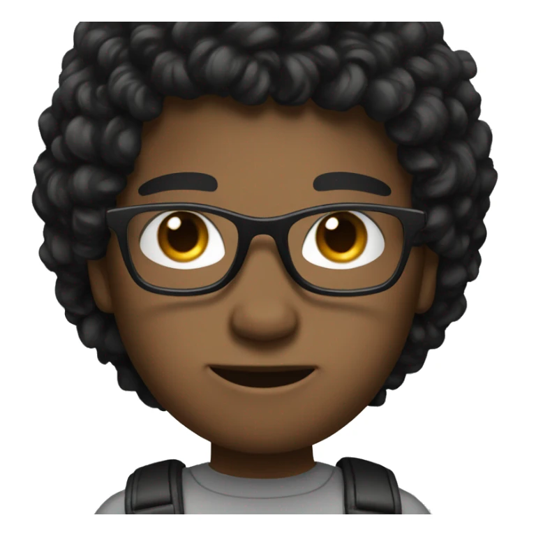 Boy culy black hair with rounded glasses sticker