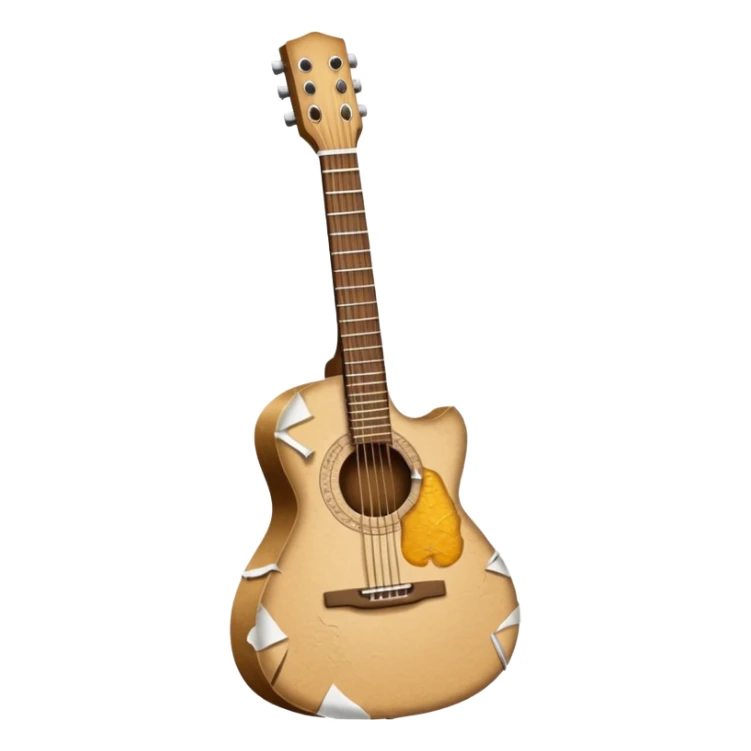 paper acoustic guitar with white paper tears & rips across it sticker