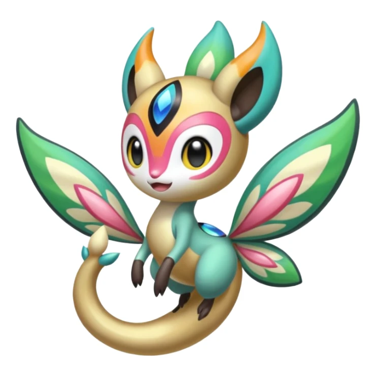 Colorful Exotic Meloetta-Vibrava-Amaura-Vernid-Trico-Kirby-Fakémon-creature-hybrid sticker
