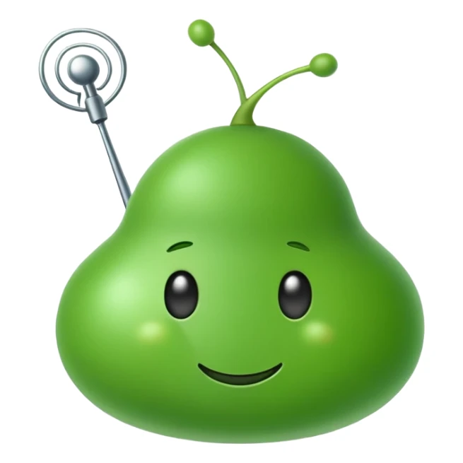 green pea in the style of reddit logo snoo with antenna sticker
