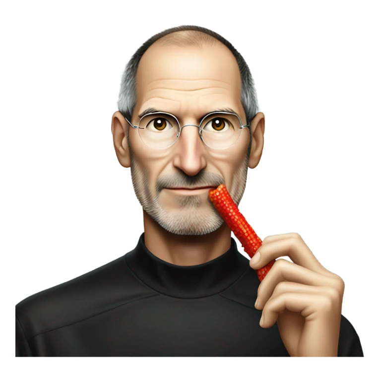 Steve Jobs eating a twizzler sticker
