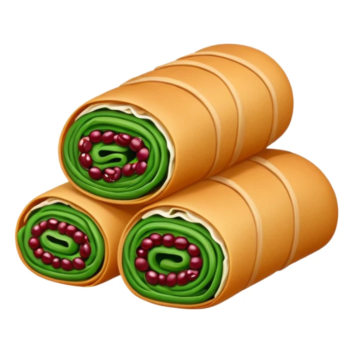 Chengdu Lvdagun green bean roll with red bean paste, simplified emoji style with bold outlines and bright colors, cartoon style Sichuan sweet snack sticker