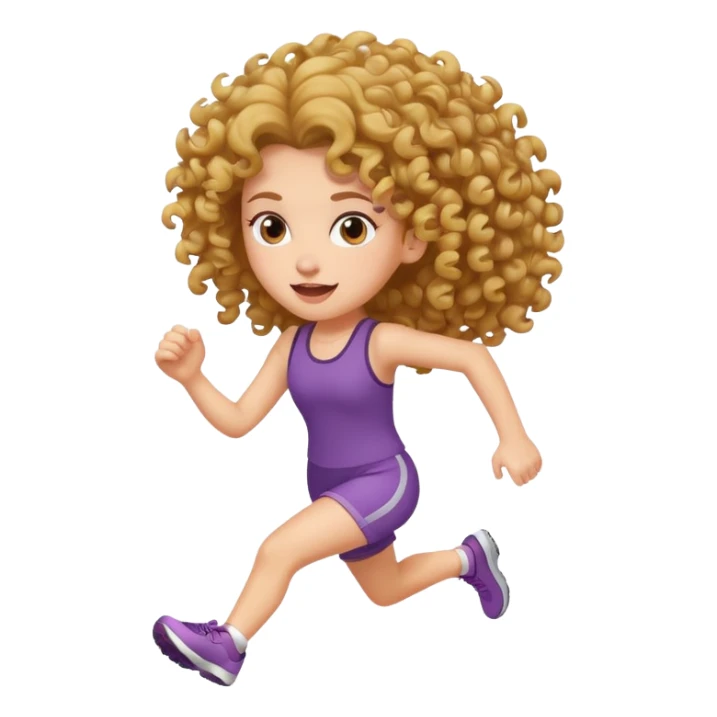 Garota branca cabelo cacheado correndo sticker
