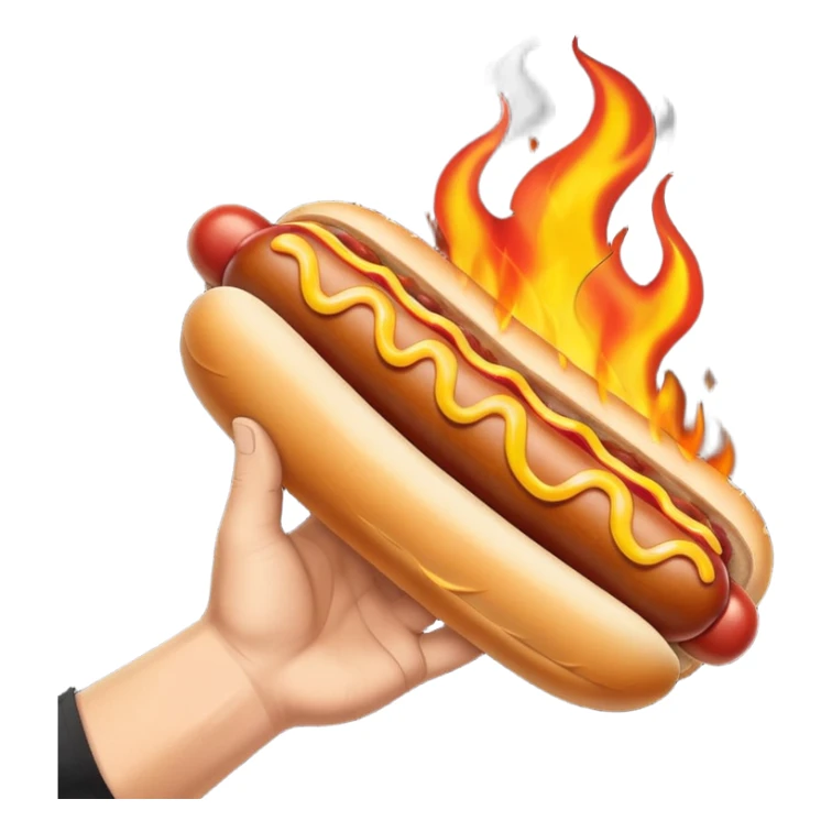Hand Holding a Flaming Hotdog sticker