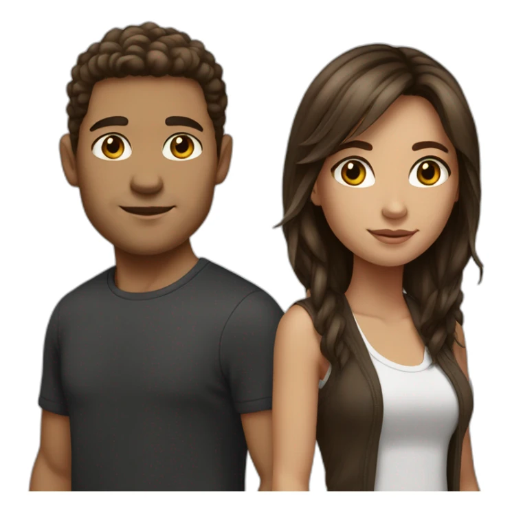 Mixed race couple brown hair brown eyes white and black sticker
