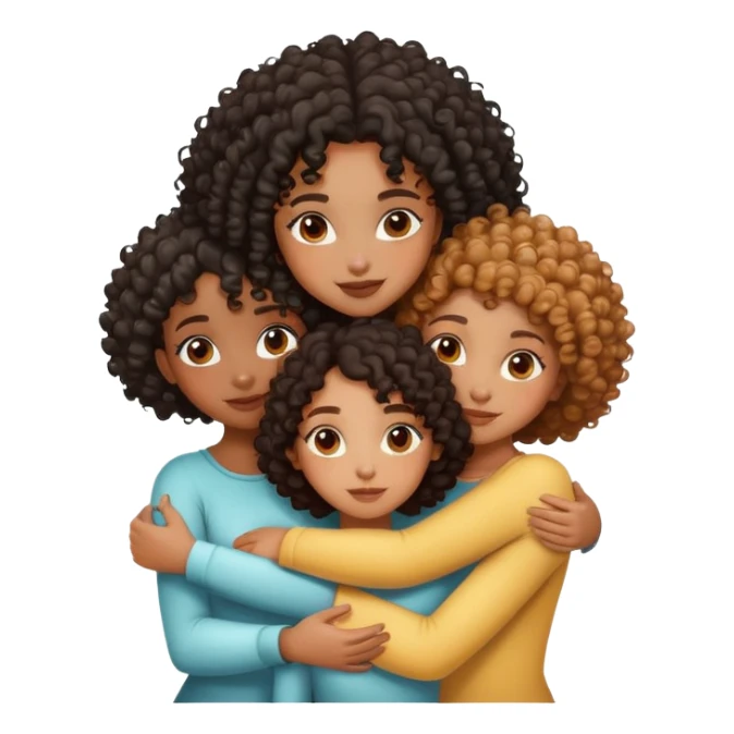 three black girls with curly hair hugging sticker