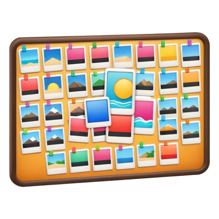 board with many polaroid photo sticker