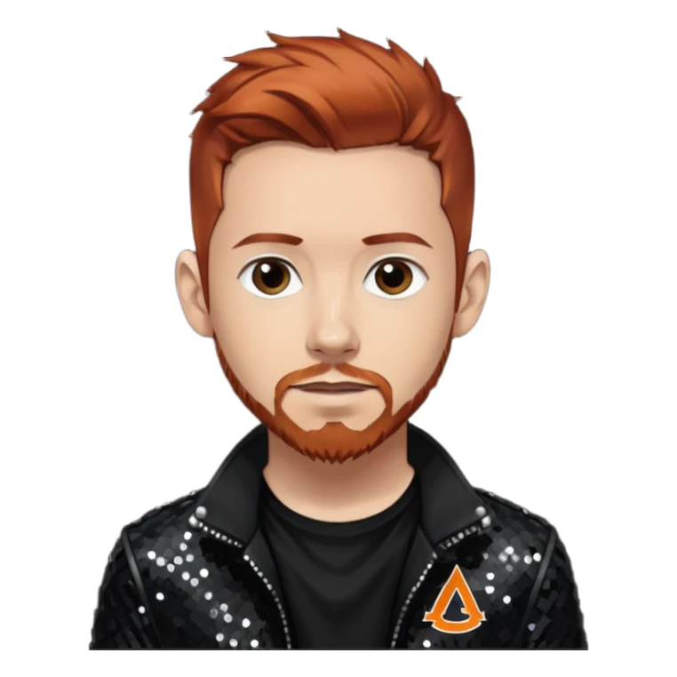 Dave Phoenix Farrell from Linkin Park with auburn hair, light skin, black sequin outfit sticker