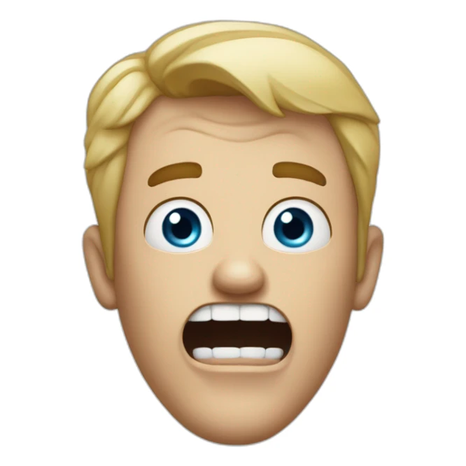 Crazy man, scream, no teeth, less hair, blue eye, мало волос, залысина sticker