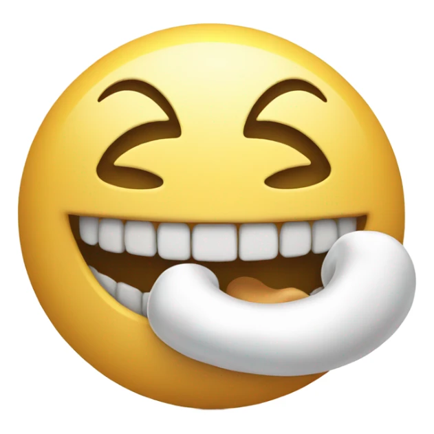 smiling emoji with a bone in its mouth  sticker