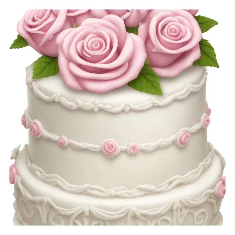 Fancy white wedding cake with pink roses and fancy decorations sticker