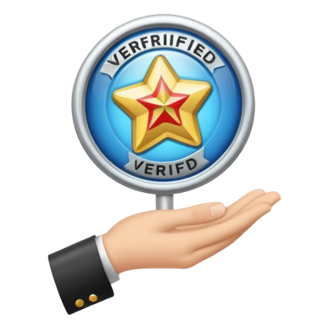 Holding a verified badge with government sign sticker