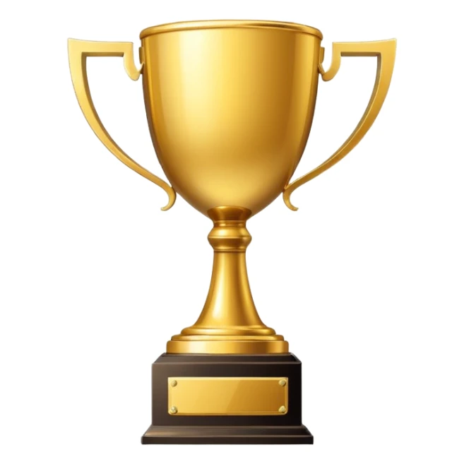 single golden winner trophy cup emoji, shiny metallic, minimal flat vector style, isolated on white background, no text, no watermark --ar 1:1 --v 6
 sticker