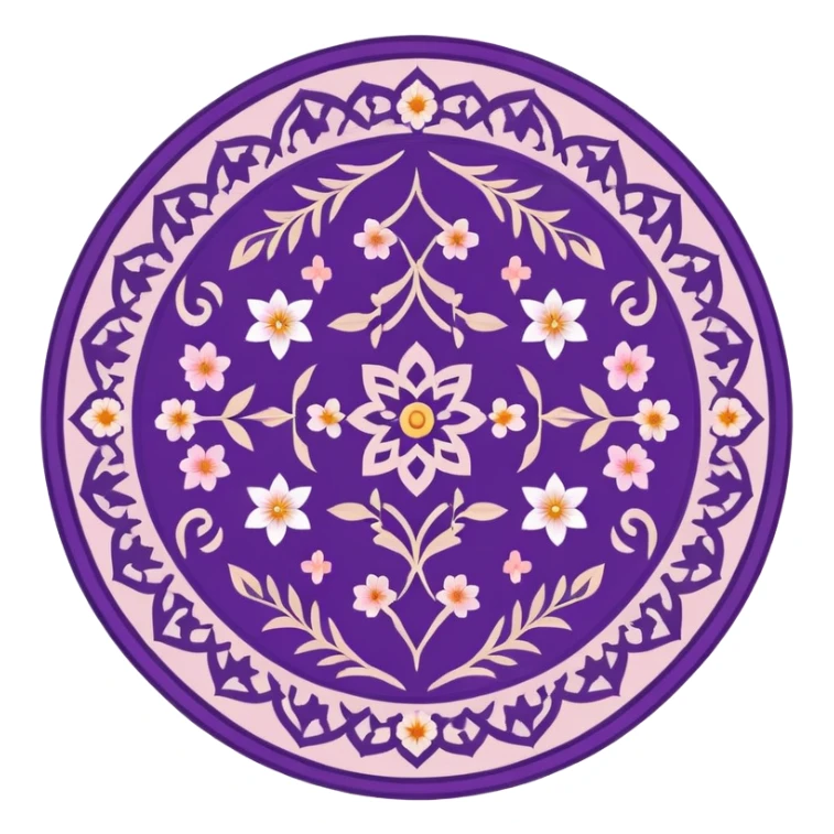 islamic Muslim prayer mat purple with blossom sticker