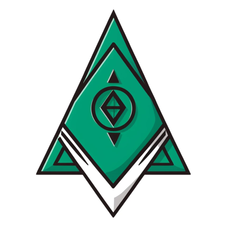 Ancient Maya emotion symbol, strictly only white and deep dark green colors, geometric sharp lines, angular, minimalist glyph style sticker