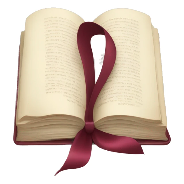 open book with burgundy bow and lipstick sticker