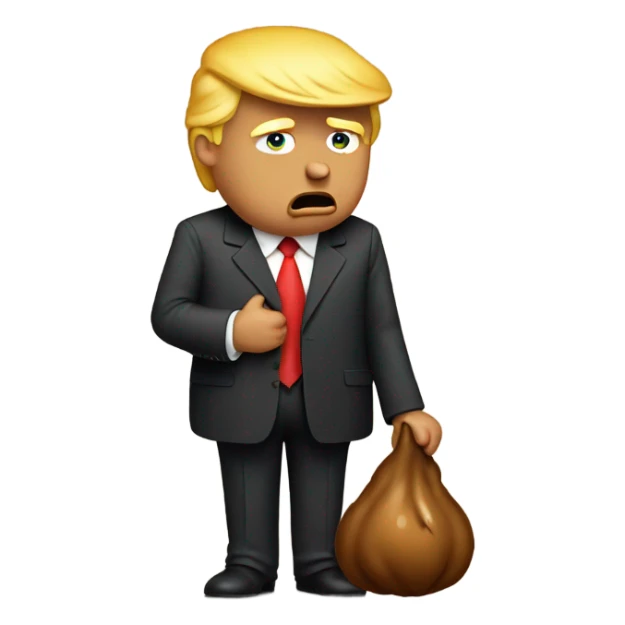 sad donald trump holding poop emoji sticker