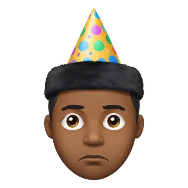 Black Man frowning, wearing Party hat  sticker