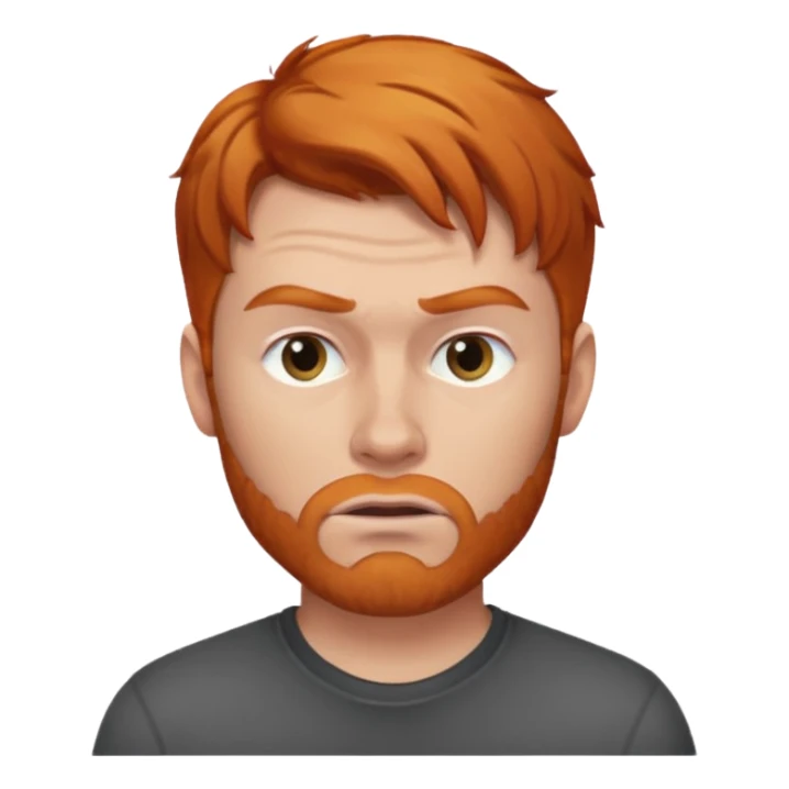 The 🤨 raised eyebrow emoji but with short ginger hair (a man) sticker