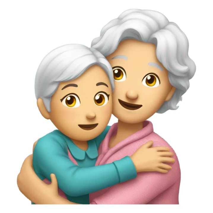 Grandma huggings with a girl sticker