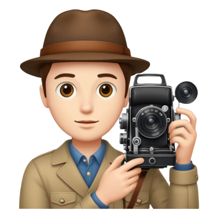 Photographer with vintage film camera,single camera sticker