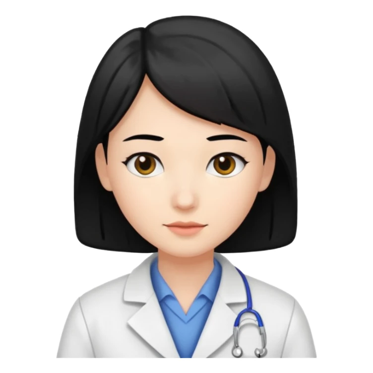 Farmacist with black hair and white coat sticker