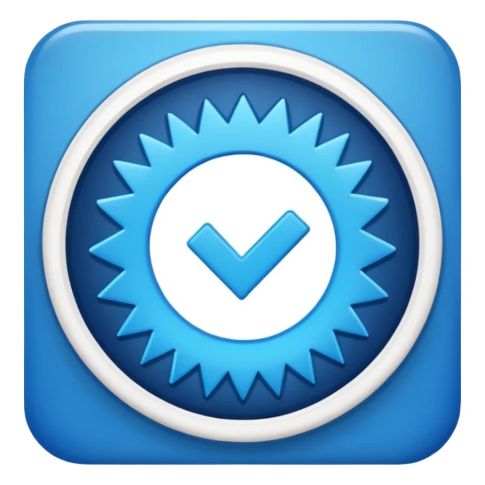Instagram verification badge emoji in a blue  circular shape with zigzag edges sticker