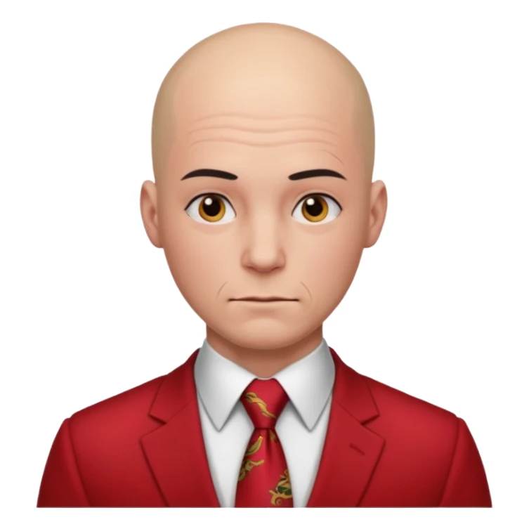 man Bald with red necktie, red dress, heavy tattoos. sticker