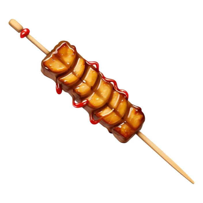 Cinematic Realistic Satay Dish Emoji, depicted as skewered, marinated meat grilled to perfection rendered with rich, smoky textures and dynamic, appetizing lighting. sticker