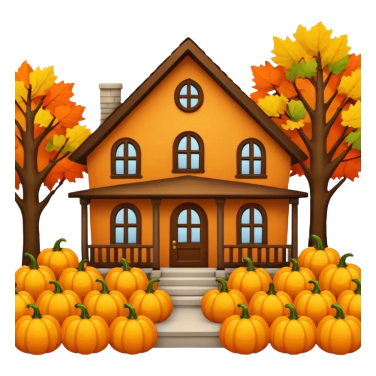 Happy Fall season decorated house with lots of pumpkins  sticker