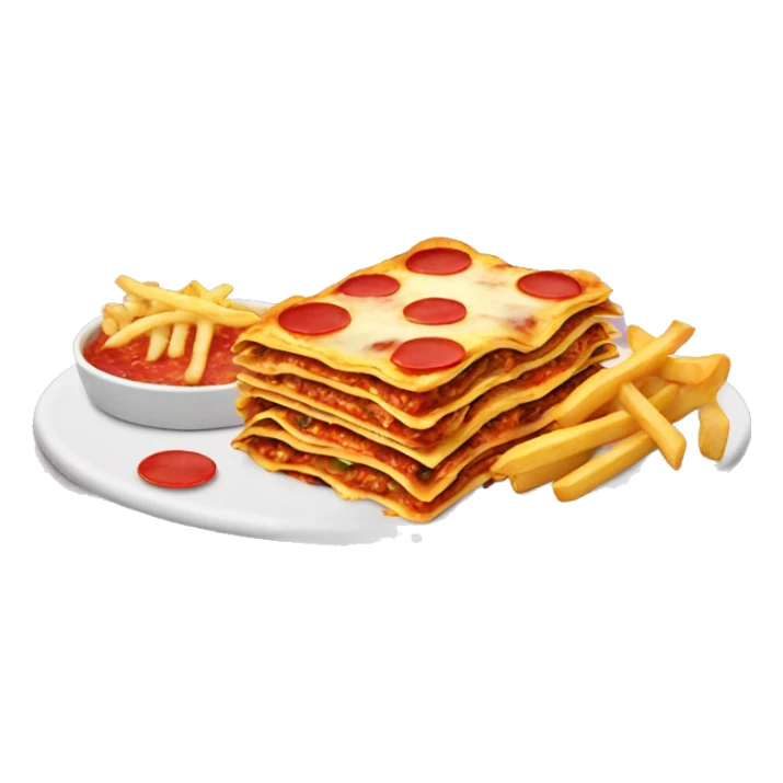 Lasagna with pizza and french fries sticker