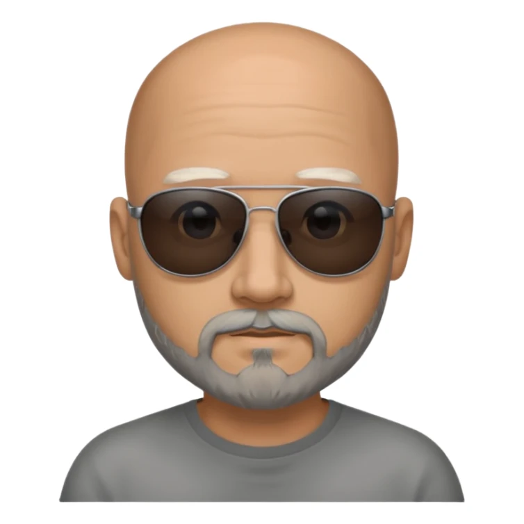 Bald male, black sunglasses, gray goatee beard, realistic portrait sticker