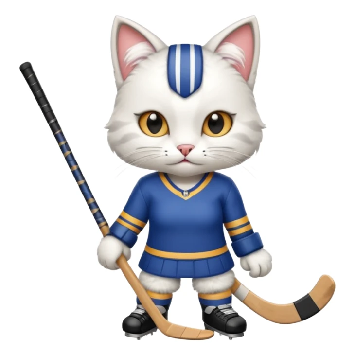 female cat hockey player with hockey stick sticker