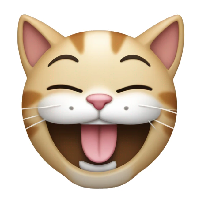giggling cat with paw infront of mouth and closed eyes sticker