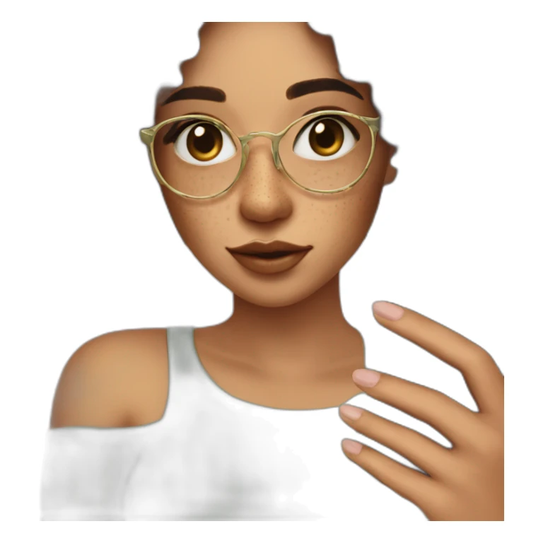 cool creator, freckles olive skin holding phone for selfie sticker