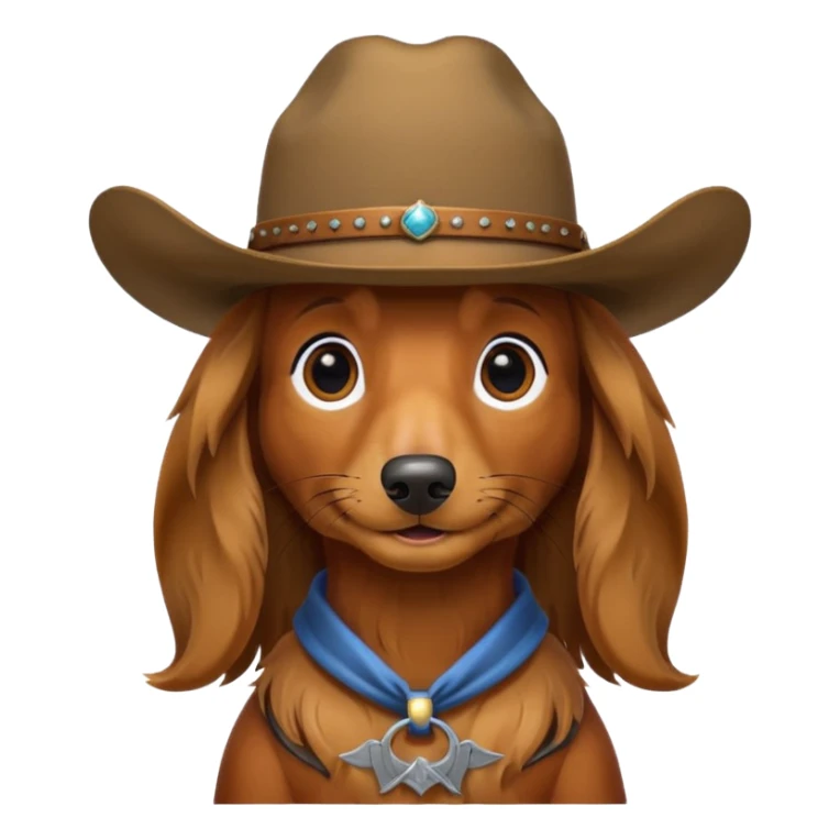 long hair daschund with a cowboy hat sticker