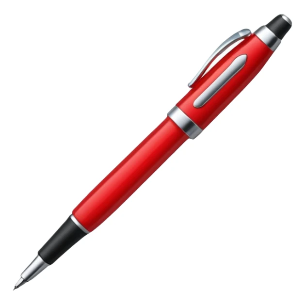 A pen emoji, with a red ink color, classic look. sticker