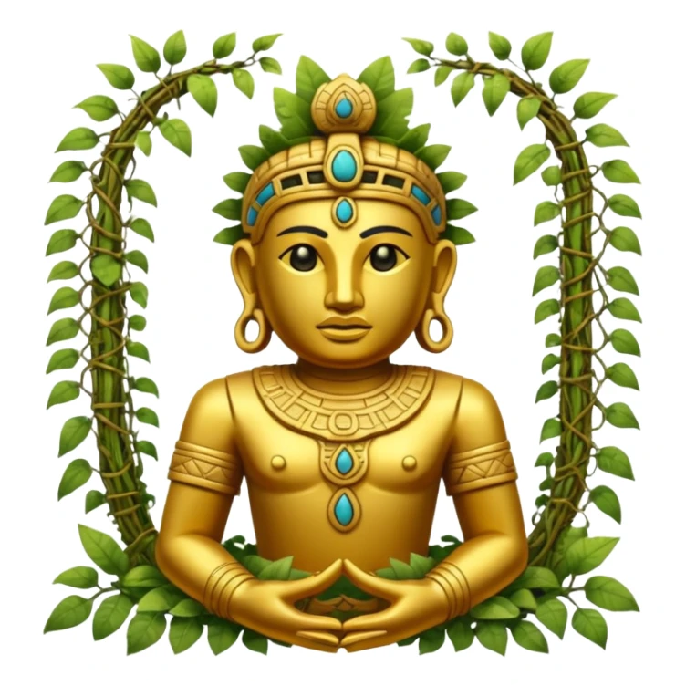 Golden ruined mayan Statue in Jungle sticker