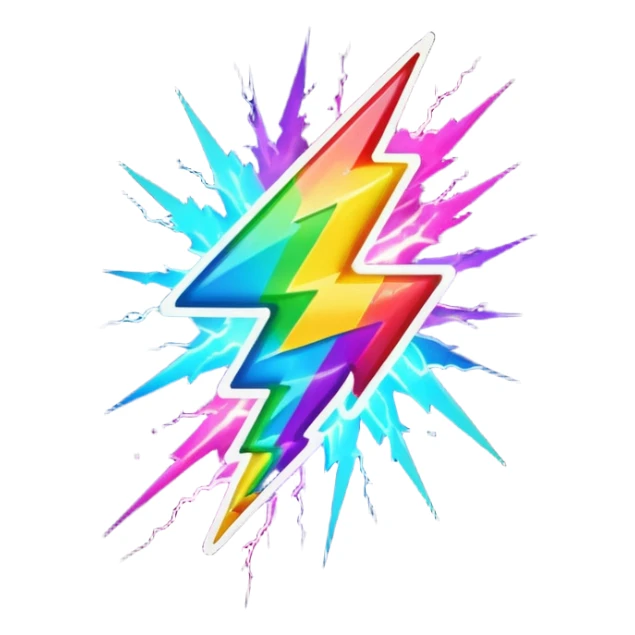 make an emoji that combines rainbow and alightning bolt sticker