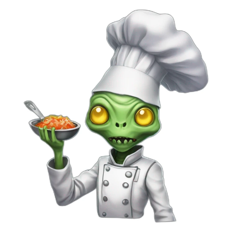 alien chef realistic scifi roguelike rpg style inspired by slay the spire digital art sticker