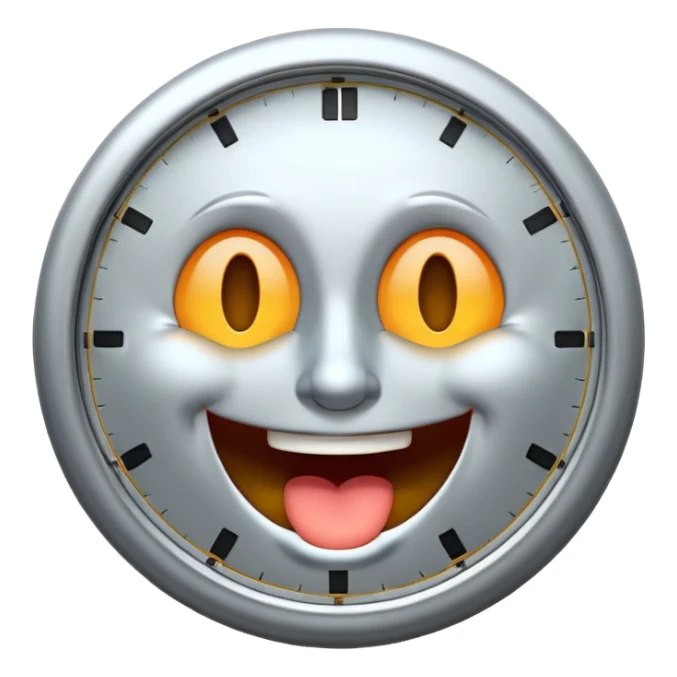 a clock laughing with it’s eyes closed sticker