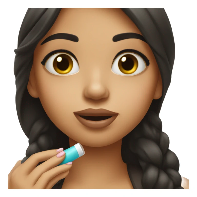 Girl with dark hair applying lip balm  sticker