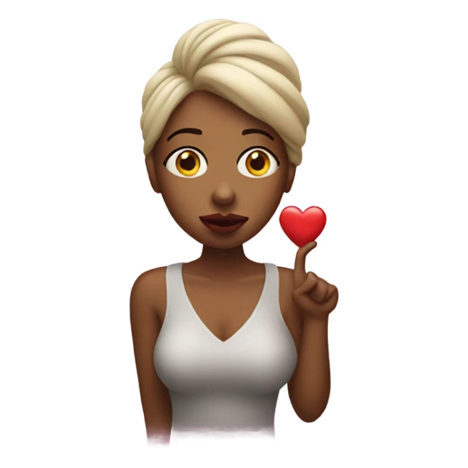 Woman blowing a kiss to the side with a heart coming out  sticker