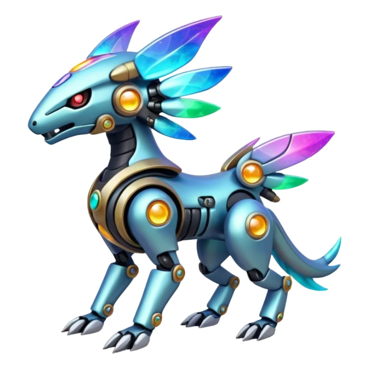 Mechanical Nebulae Colorful Shiny Iridescent Futuristic Modern Cybernetic Protogen-Fakémon-Pokémon-creature-fusion (full body) sticker