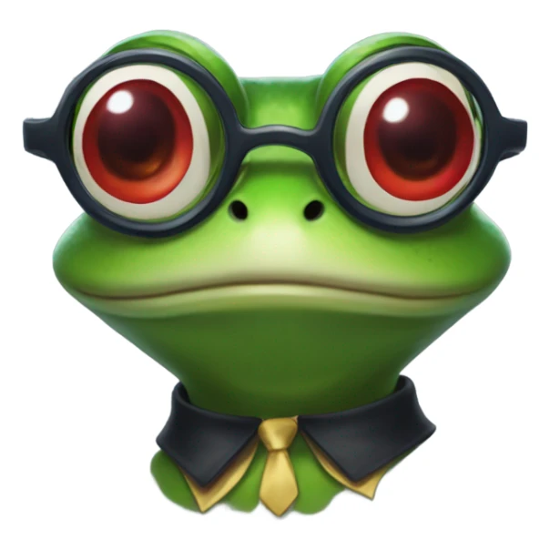 frog wearing Harry Potter glasses with red lipstick sticker