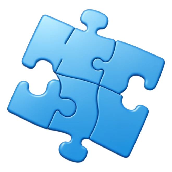 blue puzzle piece emoji, classic jigsaw shape sticker