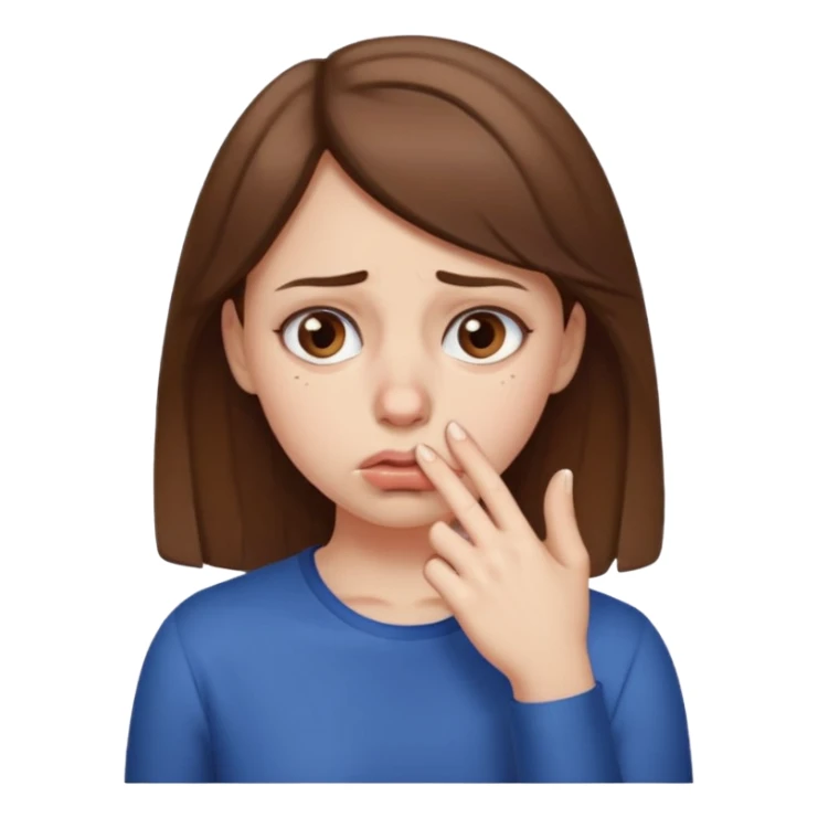 girl holding her nose because bad smell sticker